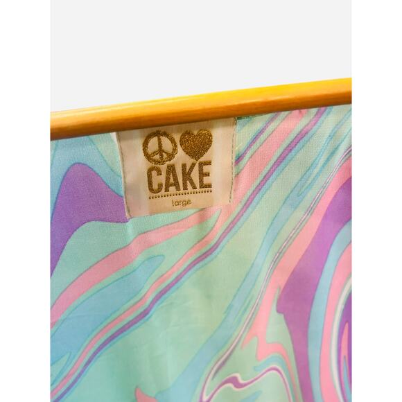 Peace Love Cake Kimono Robe Large Pastel Swirl Boho Lounge Festival - Picture 4 of 9